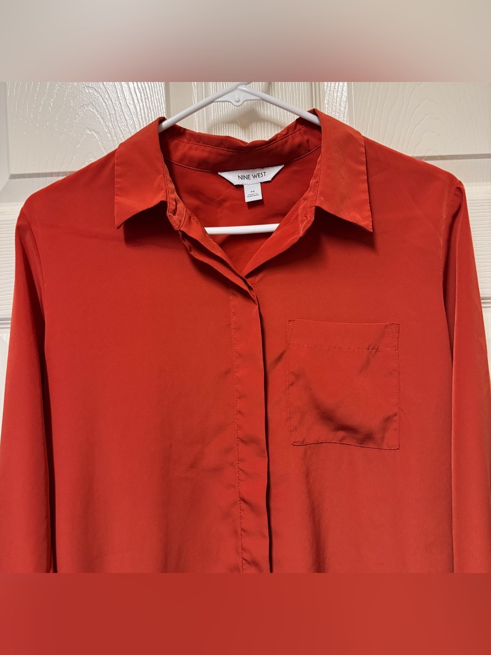 Nine West Women’s Rust Burnt Orange Long Sleeve Button-Down Shirt M
